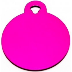 Engraved Large Pink Circle Dog Tag - Cat Tag